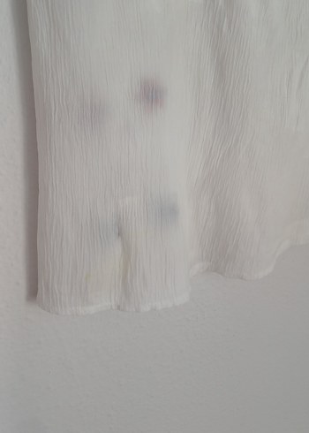 l Beden Püsküllü Nakışlı Beyaz Bohem Kısa Kollu Bluz