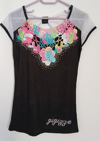 Çiçekli Dantel Detaylı Kız Bluzu
