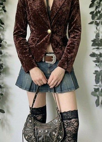 American Vintage Y2k 00 S Vintage Kadife Blazer Kahve Ceket