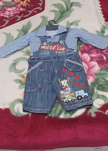 4 Yaş Beden Diger Erkek Çocuk Renkli Baskılı Denim Salopet