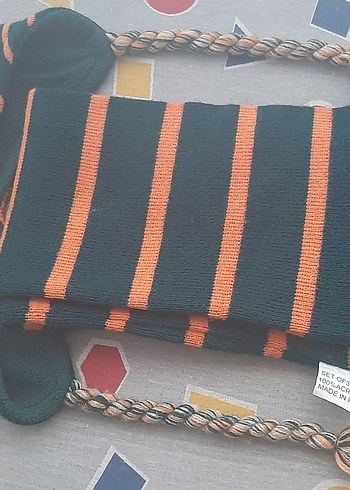 Koyu Renkli Nakışlı Erkek Örgü Atkı - Görsel 2