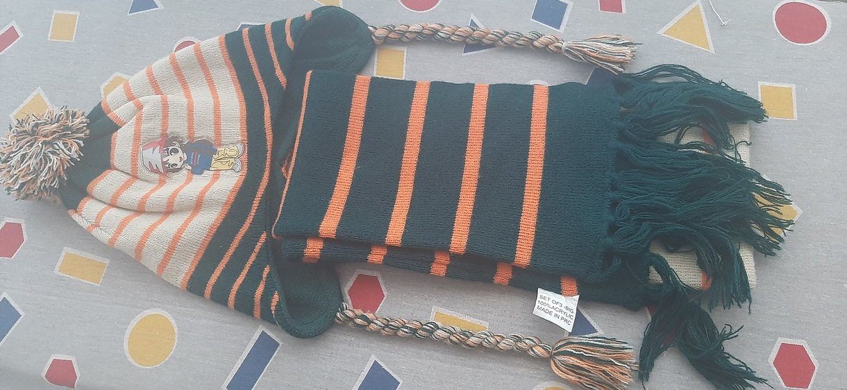 Koyu Renkli Nakışlı Erkek Örgü Atkı - Görsel 2