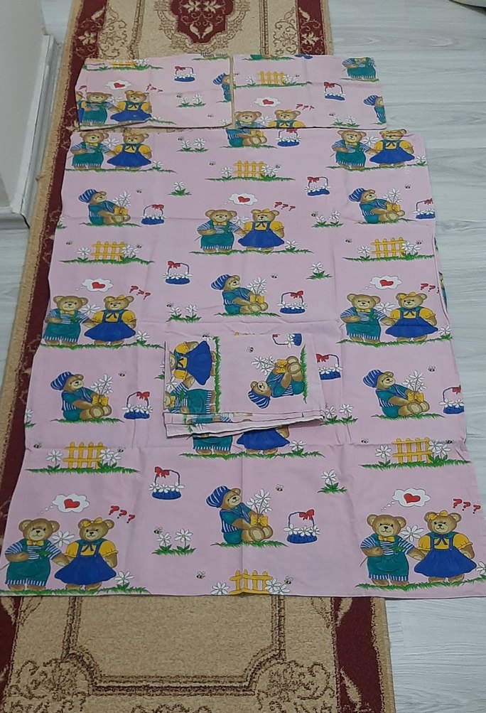 Baskılı Pembe Çocuk Uyku Seti - Görsel 2