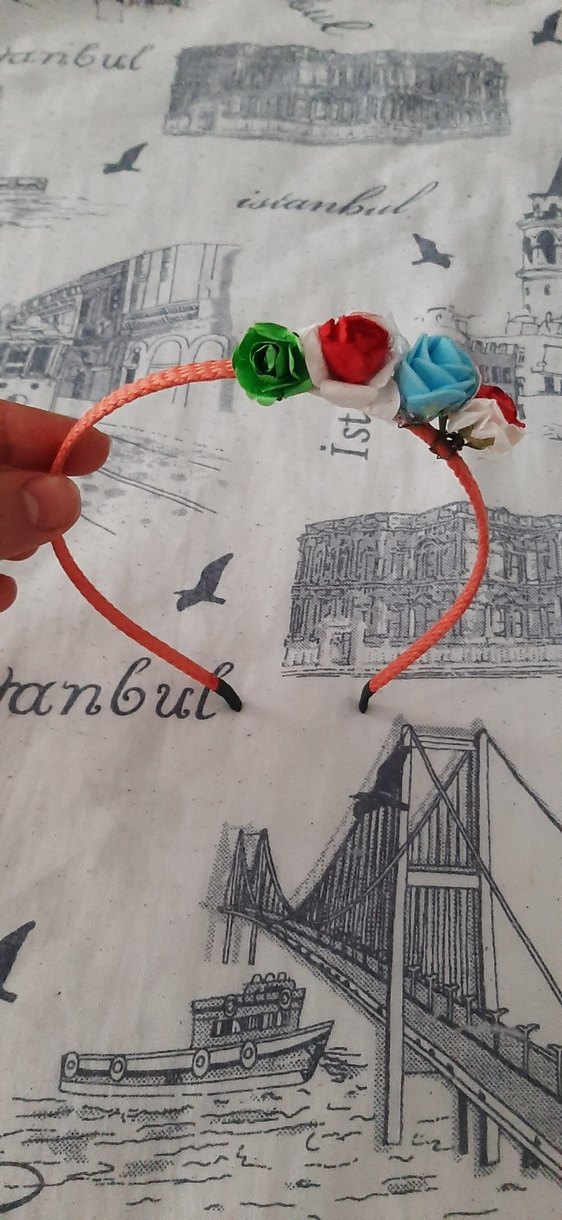 Renkli Elastik Çiçekli Çocuk Taç - Görsel 2