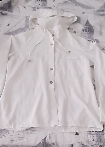 Düğmeli Beyaz Midi Kadın Yağmurluk - Görsel 3