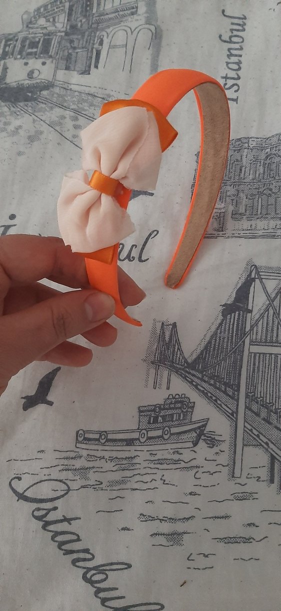 Turuncu Elastik Çocuk Saç Bandı - Görsel 2