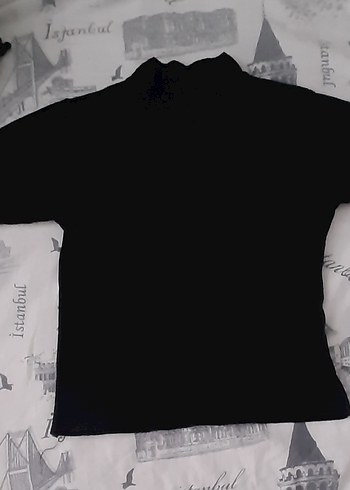 Kız Çocuk Siyah Kısa Kollu Balıkçı Yaka Tişört - Görsel 3