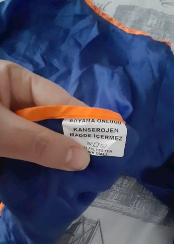 Mavi Baskılı Bebek Önlüğü - Görsel 5