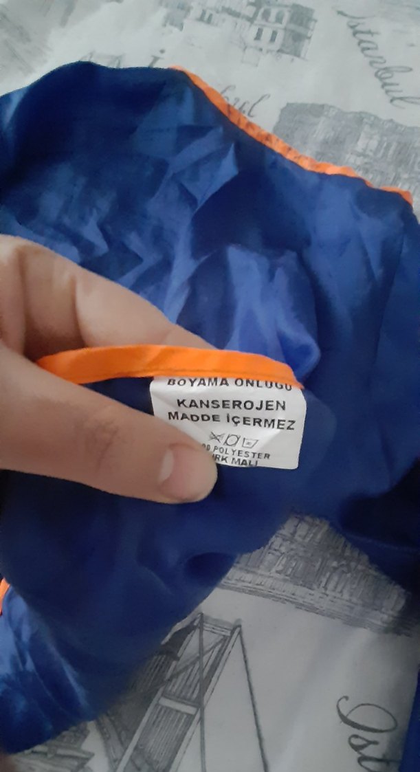 Mavi Baskılı Bebek Önlüğü - Görsel 5