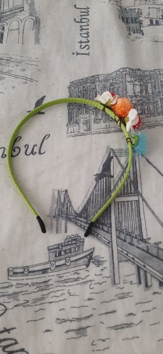 Renkli Çiçekli Lastikli Çocuk Taç - Görsel 2