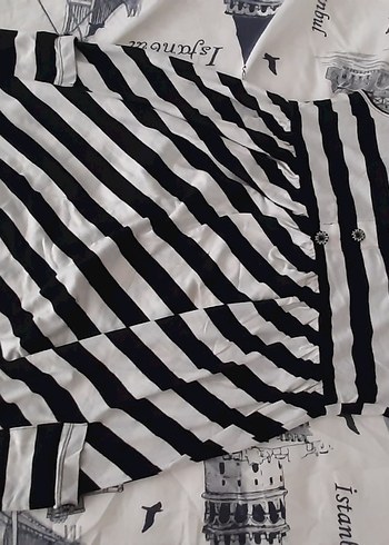 Çizgili Piliseli Midi Hamile tunik - Görsel 2