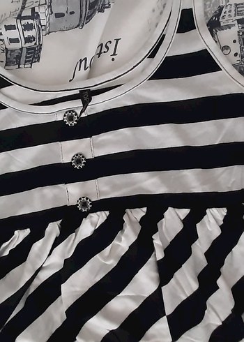 Çizgili Piliseli Midi Hamile tunik - Görsel 5