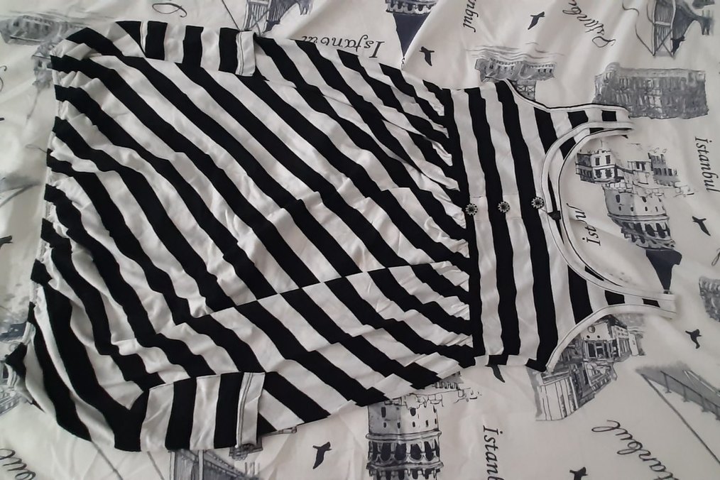 Çizgili Piliseli Midi Hamile tunik - Görsel 2