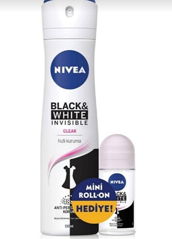 NİVEA Kadın Deodorant İnvısıble B&W 150 ML + Rolon 25 Ml Hediye 