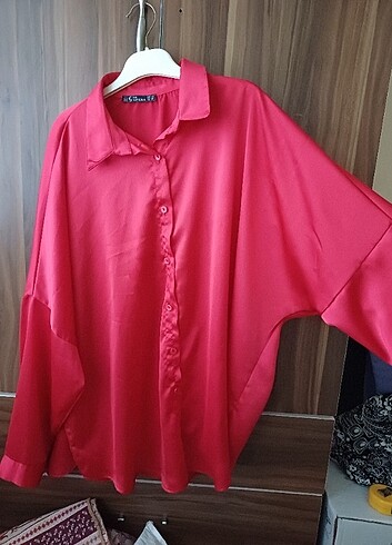 Yarasa kol salaş saten pamuk kadın gömlek - Görsel 3