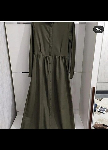 Uzun yeşil günlük tesettür elbise