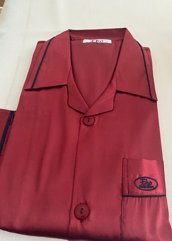 Bordo Saten Düğmeli erkek pijama takımı - Görsel 9