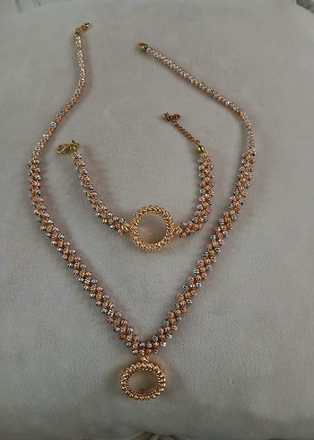 Uzun Boy Beaded Altın Renkli Kolye