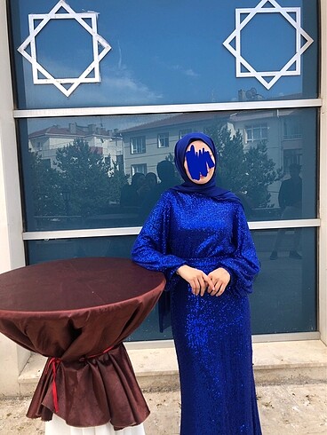 40 Beden mavi Renk TESETTÜR ABİYE SAKS MAVİSİ Şal Dahil