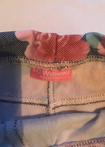 Çiçek Desenli Kız Kot Tayt,4-5 yaş kapri tayt. - Görsel 3