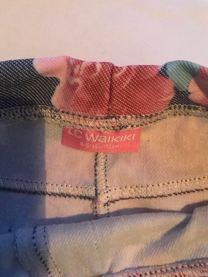 Çiçek Desenli Kız Kot Tayt,4-5 yaş kapri tayt. - Görsel 3