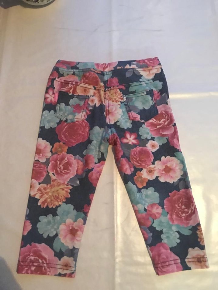 Çiçek Desenli Kız Kot Tayt,4-5 yaş kapri tayt. - Görsel 2