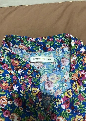 5-6 yaş, Çiçek Desenli Renkli Kolsuz Kadın Gömlek - Görsel 3