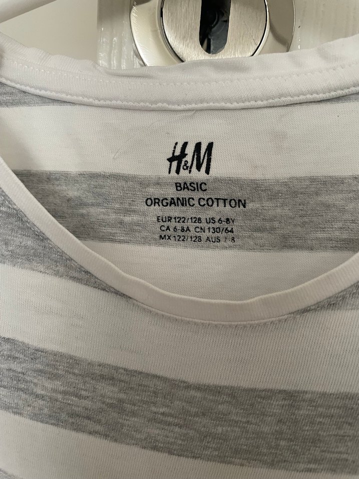 Kız Çocuk Gri Çizgili Kısa Kollu Tişört 6-8 yaş - Görsel 2