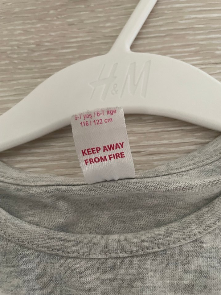 6-7 yaş Kız Çocuk Gri Uzun Kollu Baskılı Tişört - Görsel 2