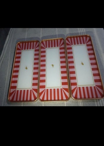 Kırmızı Desenli Dikdörtgen sunum Seti - Görsel 2