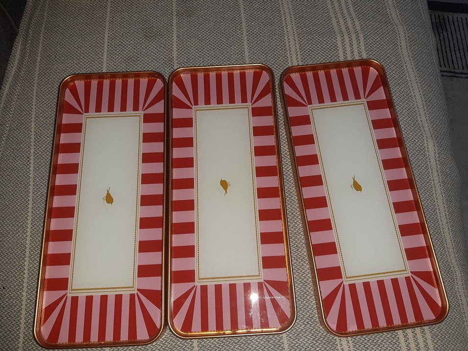 Kırmızı Desenli Dikdörtgen sunum Seti - Görsel 4