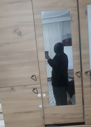 Siyah Kapüşonlu Midi Kadın kalın polar kaban - Görsel 3