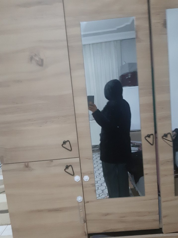 Siyah Kapüşonlu Midi Kadın kalın polar kaban - Görsel 3