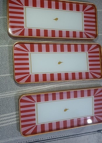 Parlak Kırmızı Desenli 3'lü servis seti - Görsel 7