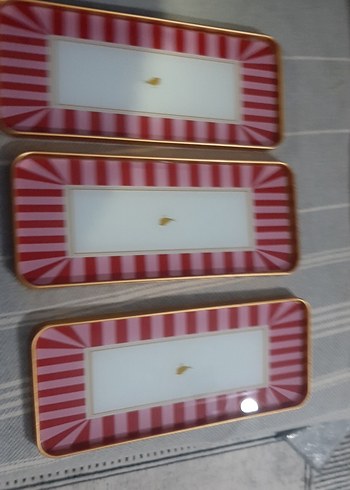 Parlak Kırmızı Desenli 3'lü servis seti - Görsel 2