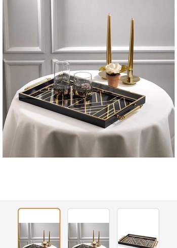 Siyah Altın Detaylı Dekoratif Tepsi - Görsel 2