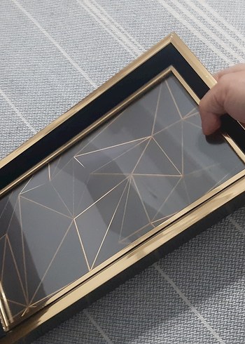 Siyah Altın Detaylı Dekoratif Tepsi - Görsel 8