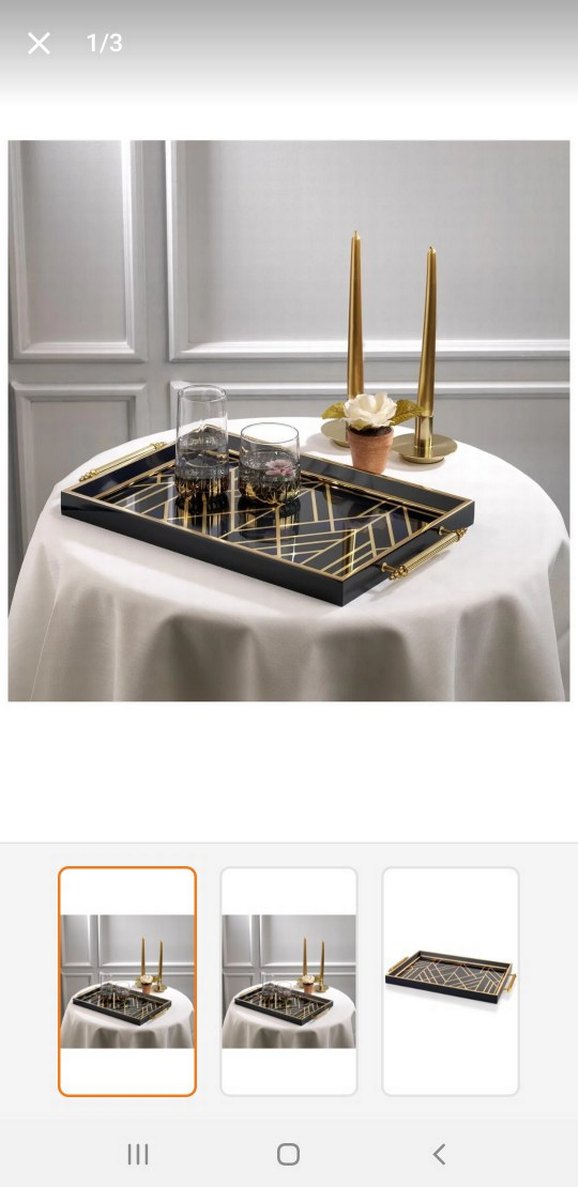 Siyah Altın Detaylı Dekoratif Tepsi - Görsel 2