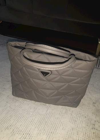 Gri Kapitone Kadın Çanta - Görsel 5