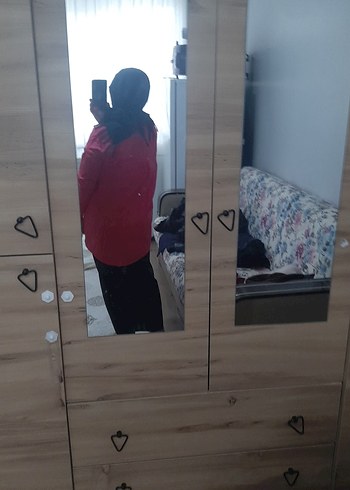 Kırmızı Uzun Kollu bayan gömlek - Görsel 3