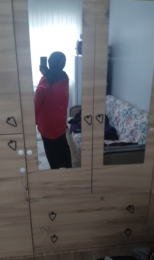 Kırmızı Uzun Kollu bayan gömlek - Görsel 3