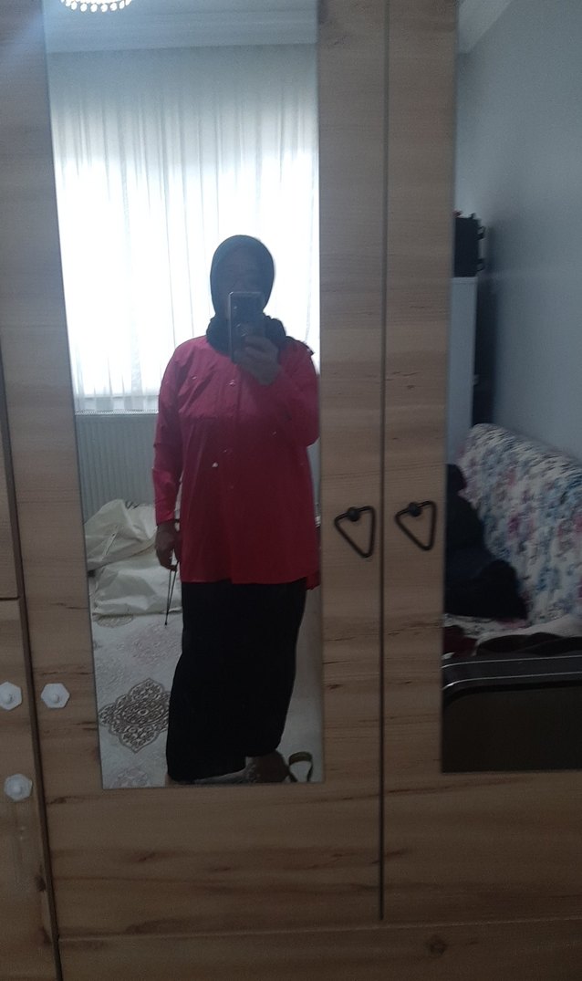 Kırmızı Uzun Kollu bayan gömlek - Görsel 2