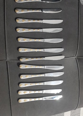 gri ve gold damla Desenli 12'li Bıçak Seti - Görsel 2