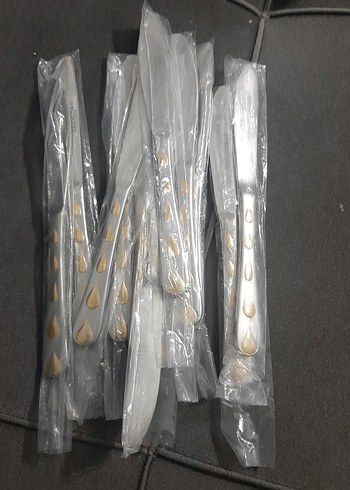 gri ve gold damla Desenli 12'li Bıçak Seti - Görsel 7