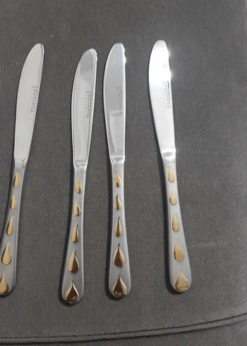 gri ve gold damla Desenli 12'li Bıçak Seti - Görsel 3