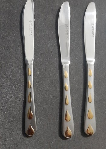 gri ve gold damla Desenli 12'li Bıçak Seti - Görsel 5