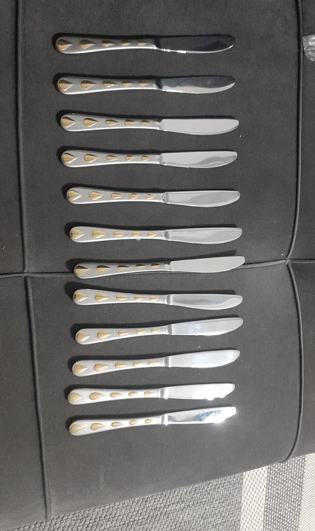 gri ve gold damla Desenli 12'li Bıçak Seti - Görsel 2