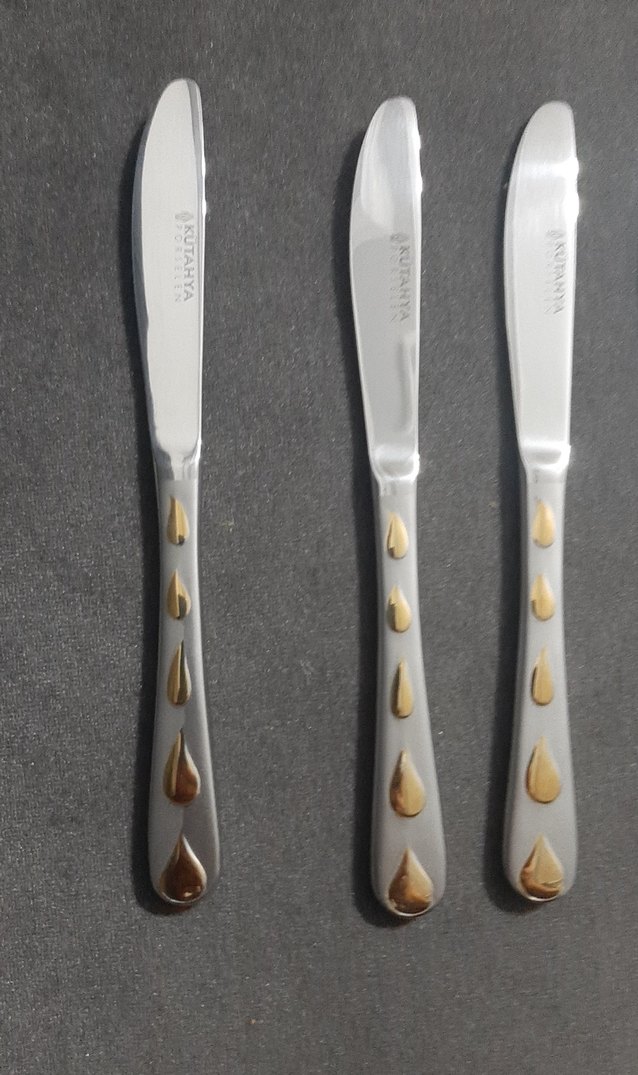 gri ve gold damla Desenli 12'li Bıçak Seti - Görsel 5