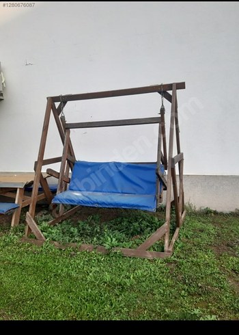 Ahşap 3 kişilk salıncak ve masa seti - Görsel 2