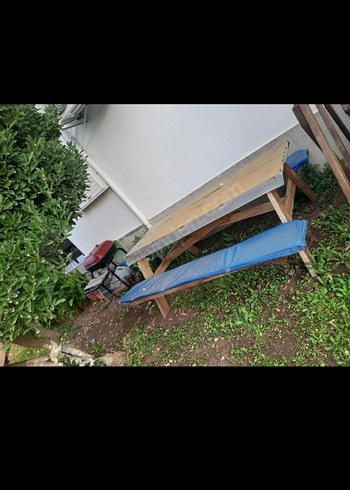 Ahşap 3 kişilk salıncak ve masa seti - Görsel 5